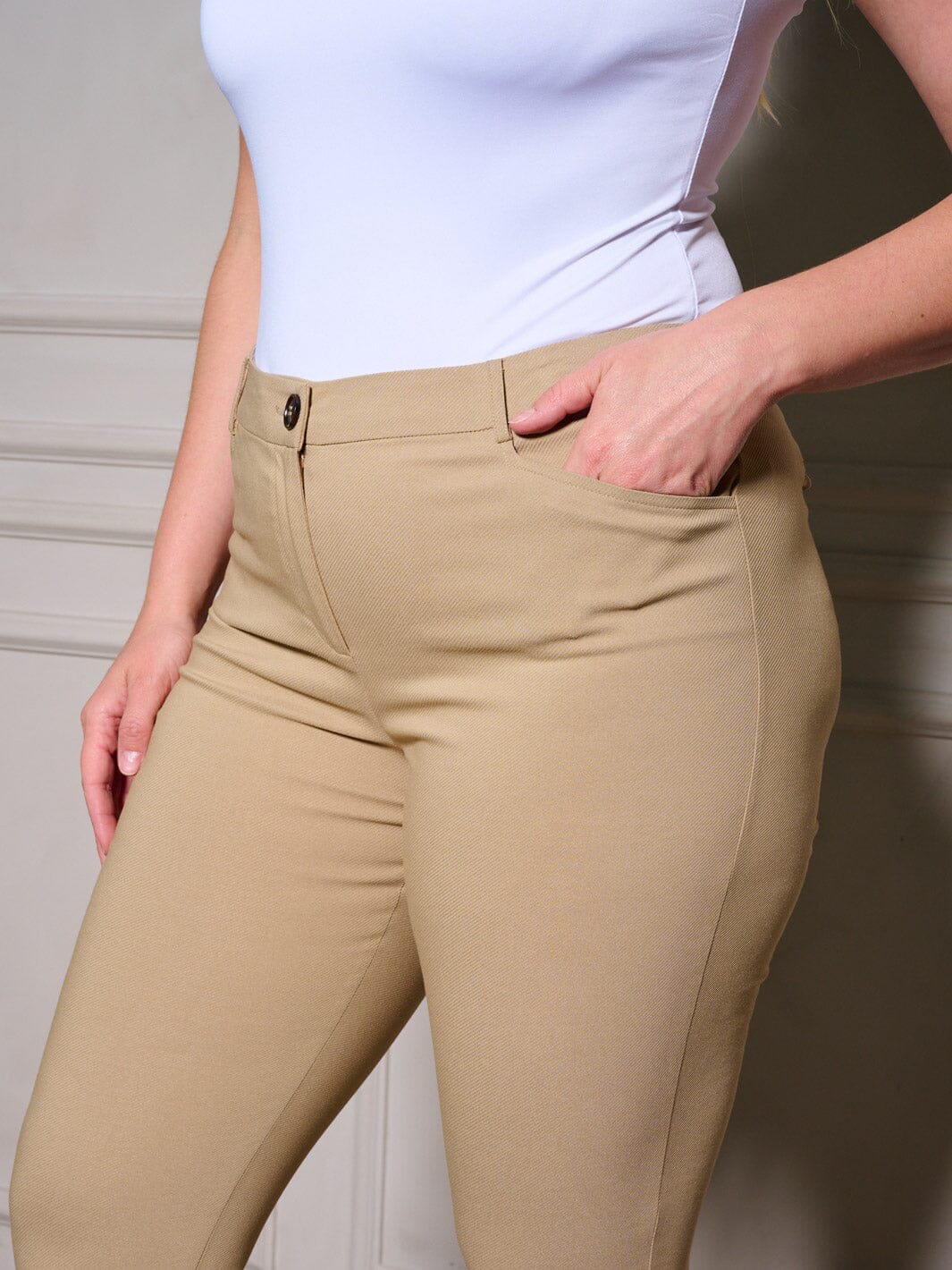 PLUS SIZE BUTTON CLOSURE POCKETS SKINNY LEG PANTS