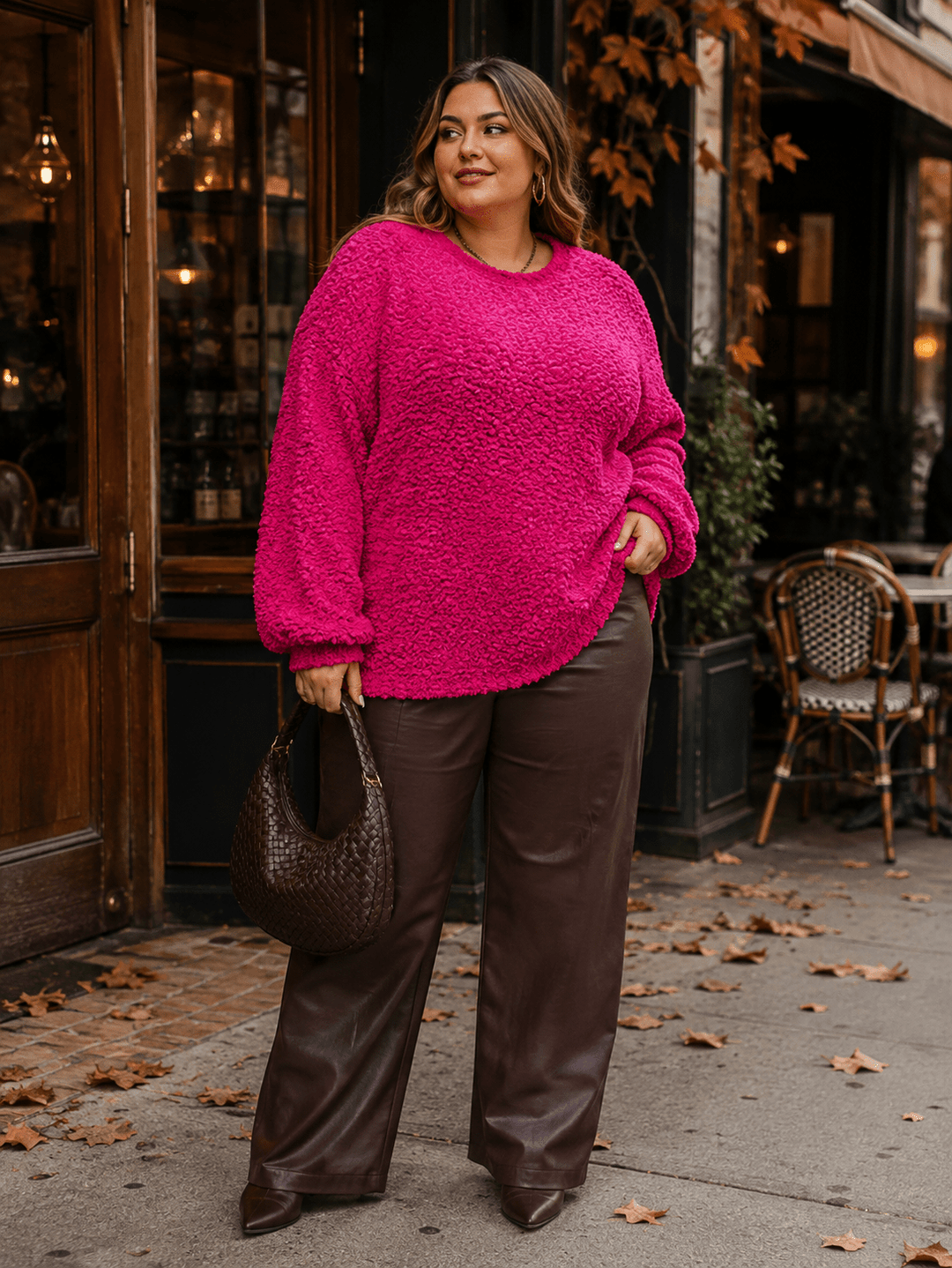PLUS SIZE LONG SLEEVE DETAILED PULLOVER SWEATER