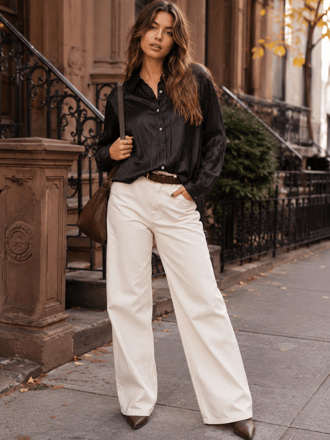 ENTRO WOMEN'S LONG SLEEVE BUTTON UP BLOUSE