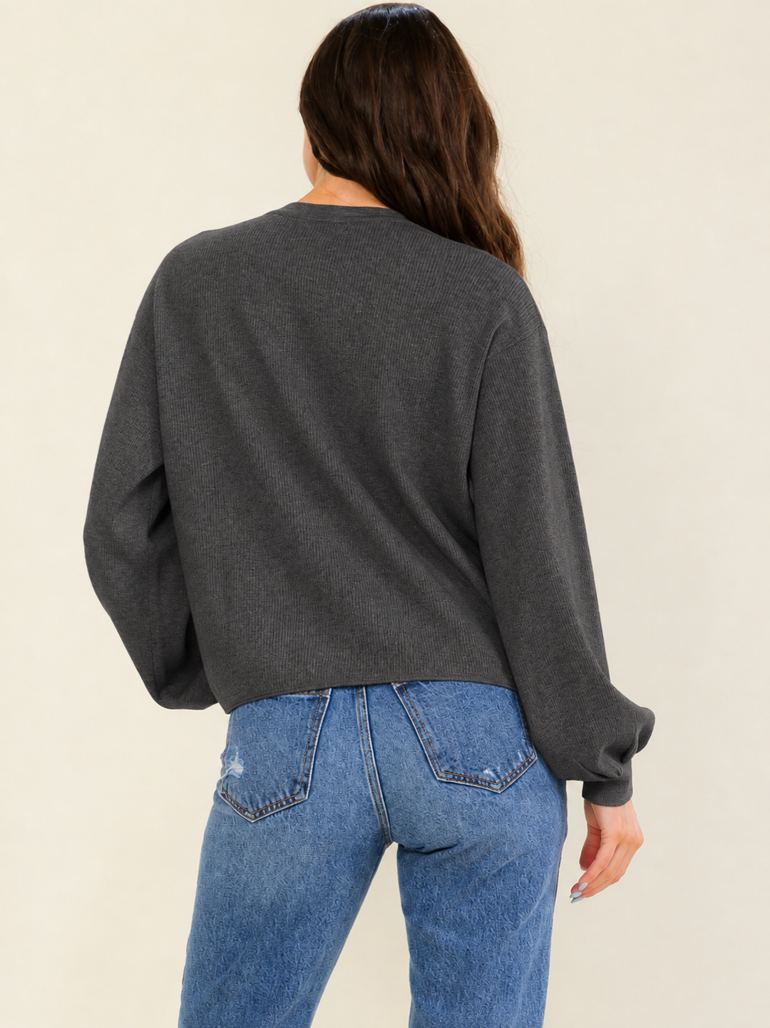 WOMEN'S LONG SLEEVE BUTTON CLOSURE PULLOVER SWEATER