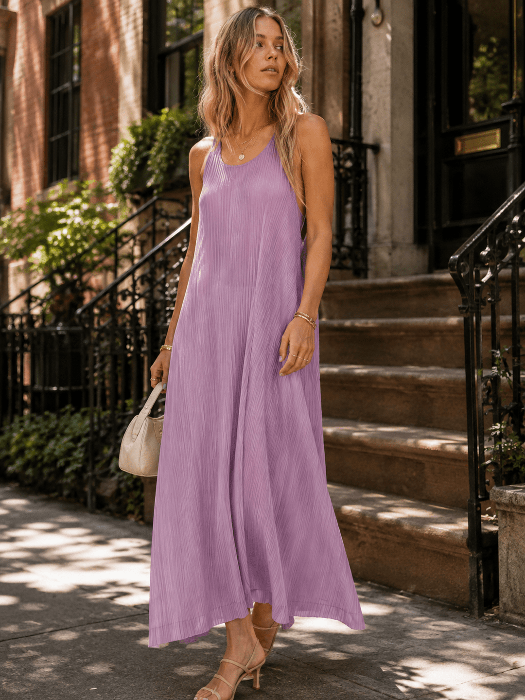 BEULAH WOMEN'S SLEEVELESS OPEN BACK MAXI DRESS