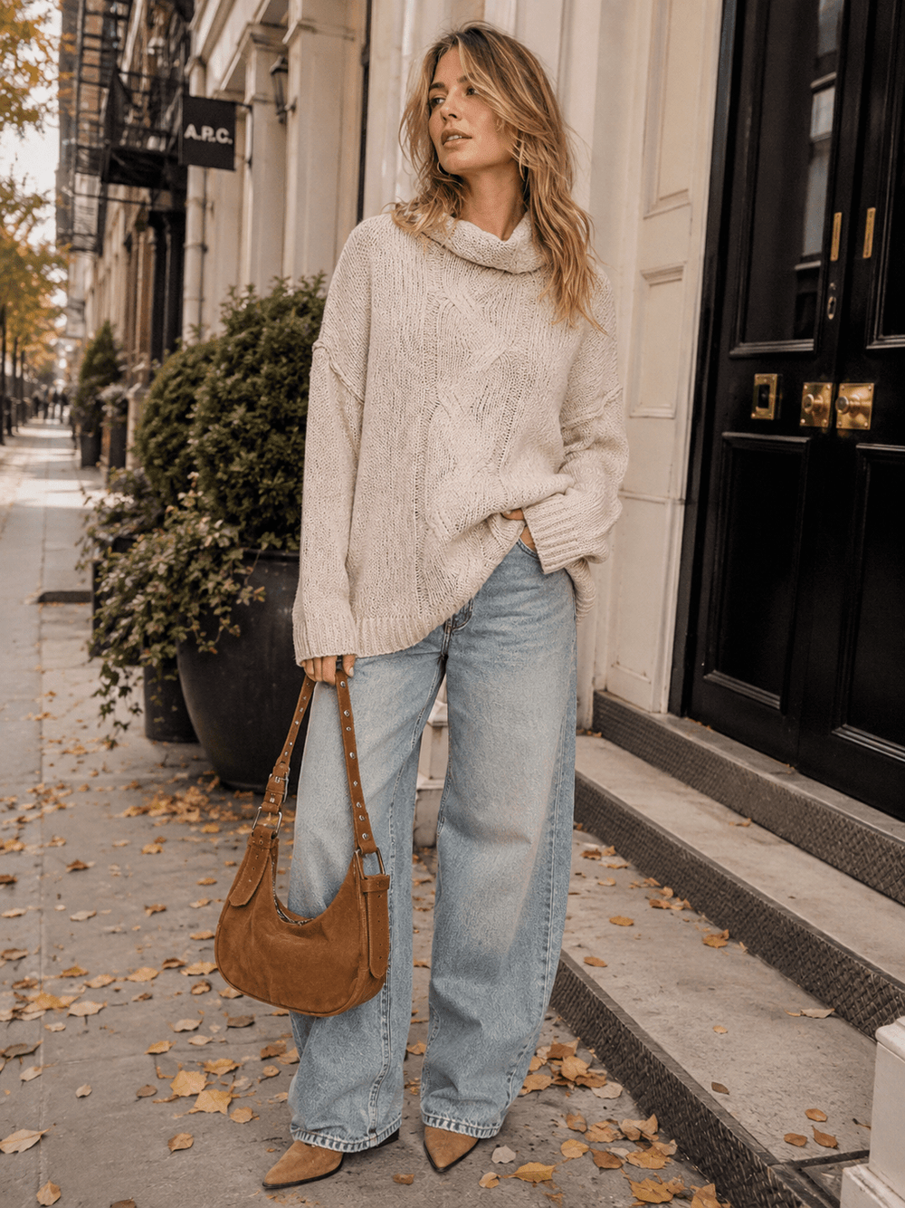 WOMEN'S LONG SLEEVE TURTLE NECK KNIT PULLOVER SWEATER