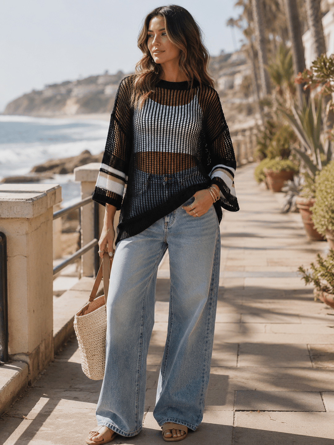 WOMEN'S SHORT SLEEVE KNIT PULLOVER COVER UP TOP