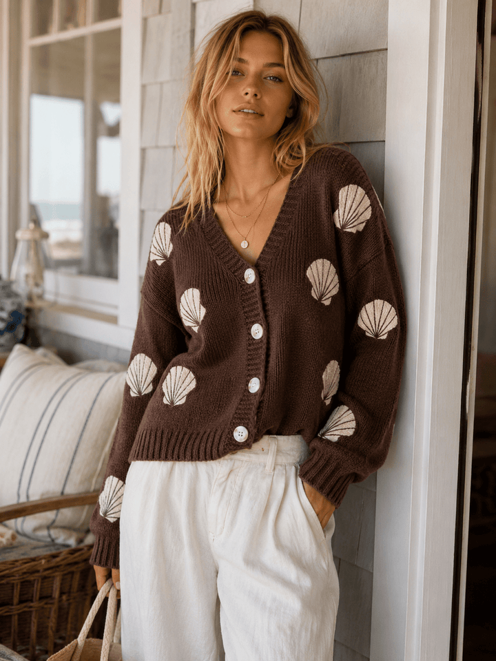 WOMEN'S LONG SLEEVE BUTTON UP KNIT SWEATER