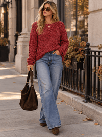 WOMEN'S LONG SLEEVE KNIT PULLOVER SWEATER