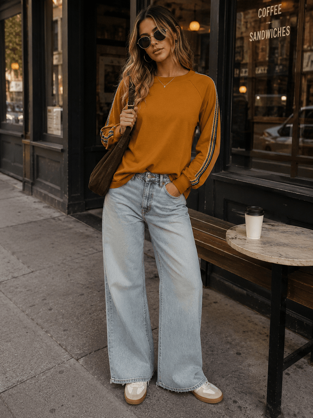 WOMEN'S LONG SLEEVE STRIPES DETAILED TOP