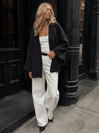WOMEN'S LONG SLEEVE OPEN FRONT POCKETS CARDIGAN