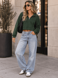 WOMEN'S LONG SLEEVE ZIP UP OPEN BACK PULLOVER SWEATER