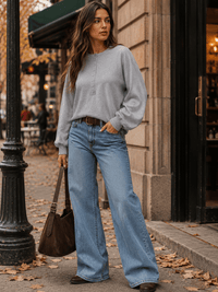 WOMEN'S LONG SLEEVE BUTTON CLOSURE PULLOVER SWEATER