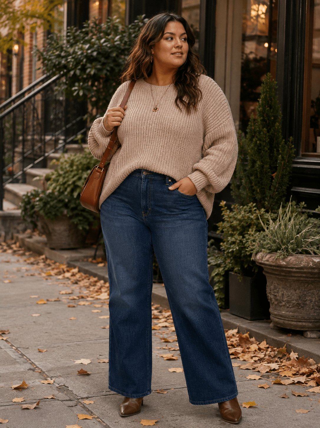 PLUS SIZE LONG SLEEVE PULLOVER KNIT SWEATER