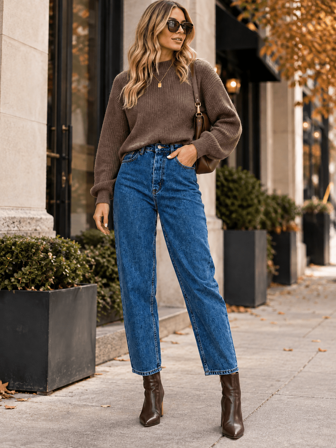 WOMEN'S BUTTON CLOSURE POCKETS SKINNY LEG DENIM PANTS