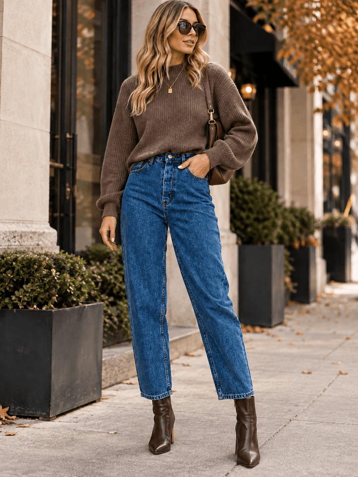 WOMEN'S BUTTON CLOSURE POCKETS SKINNY LEG DENIM PANTS