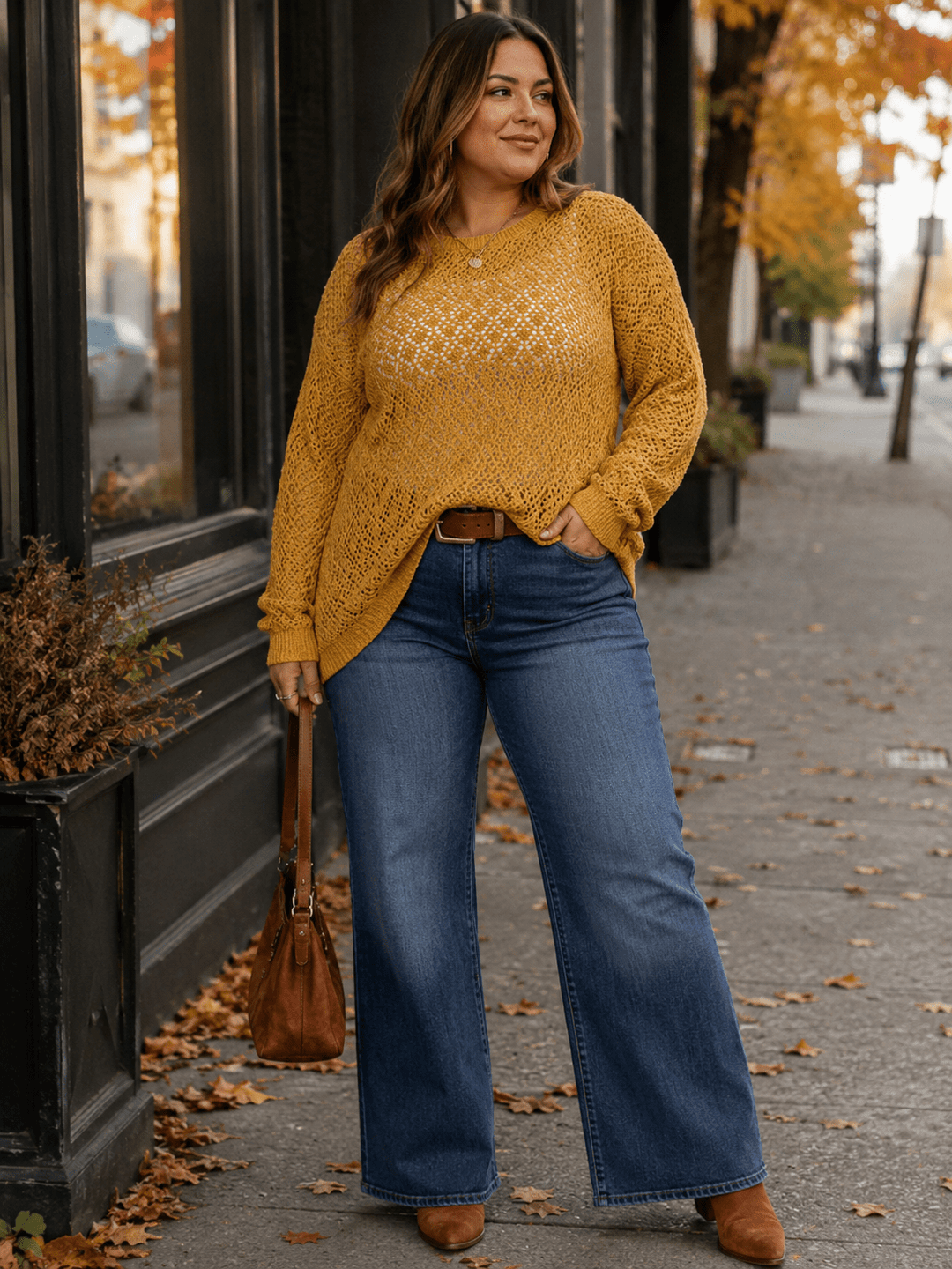 PLUS SIZE LONG SLEEVE KNIT TOP