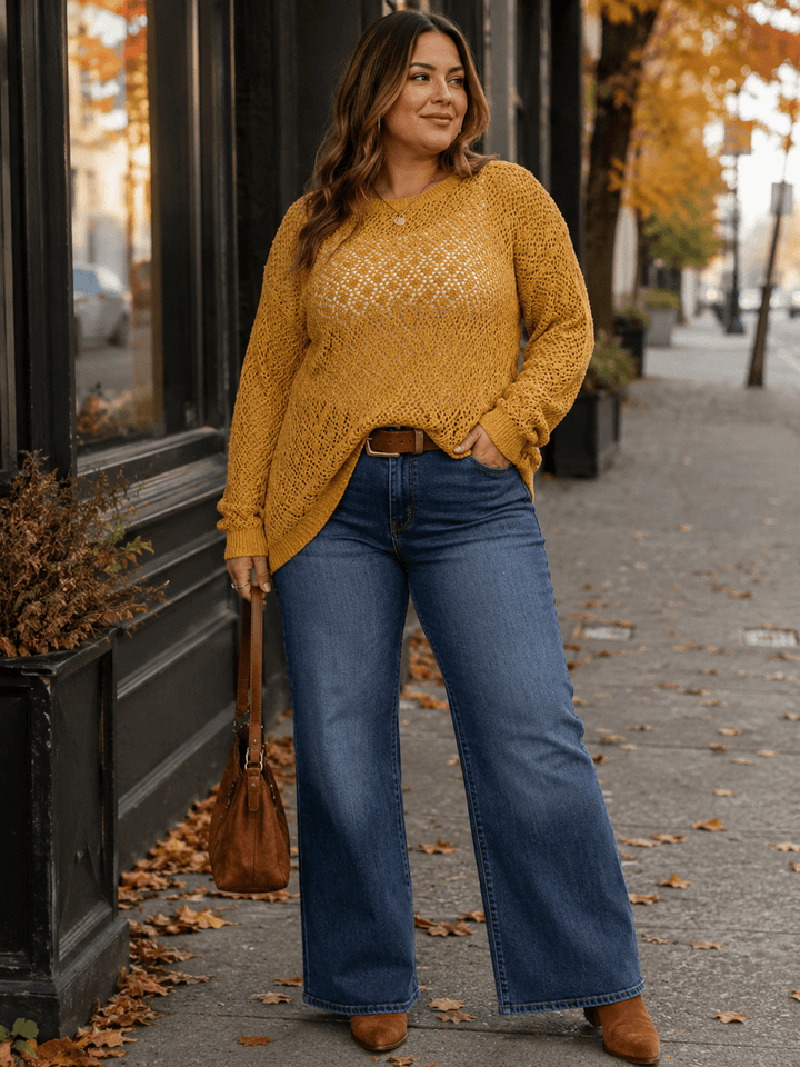 PLUS SIZE LONG SLEEVE KNIT TOP