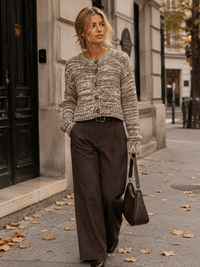 WOMEN'S LONG SLEEVE BUTTON UP MULTI KNIT SWEATER