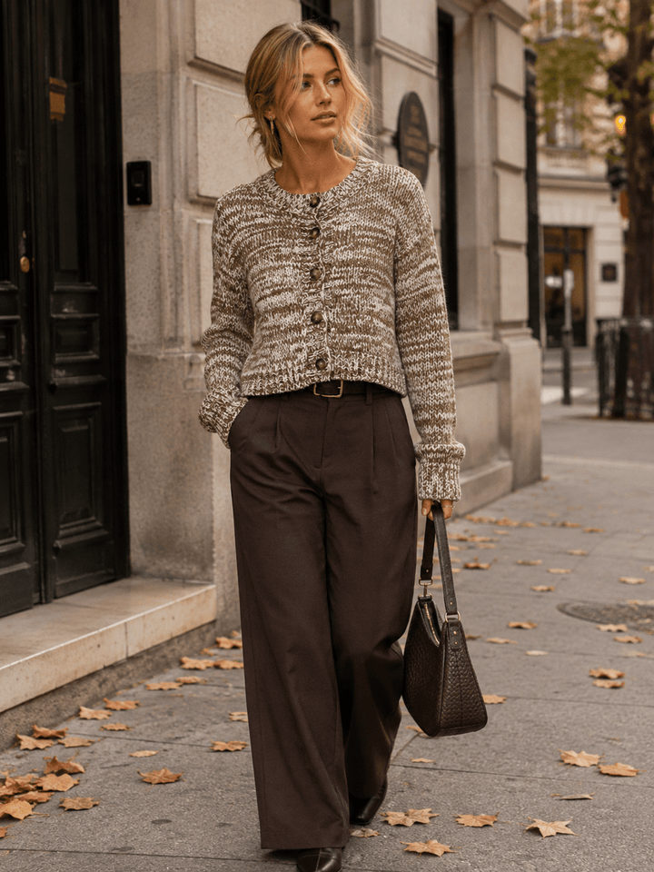 WOMEN'S LONG SLEEVE BUTTON UP MULTI KNIT SWEATER