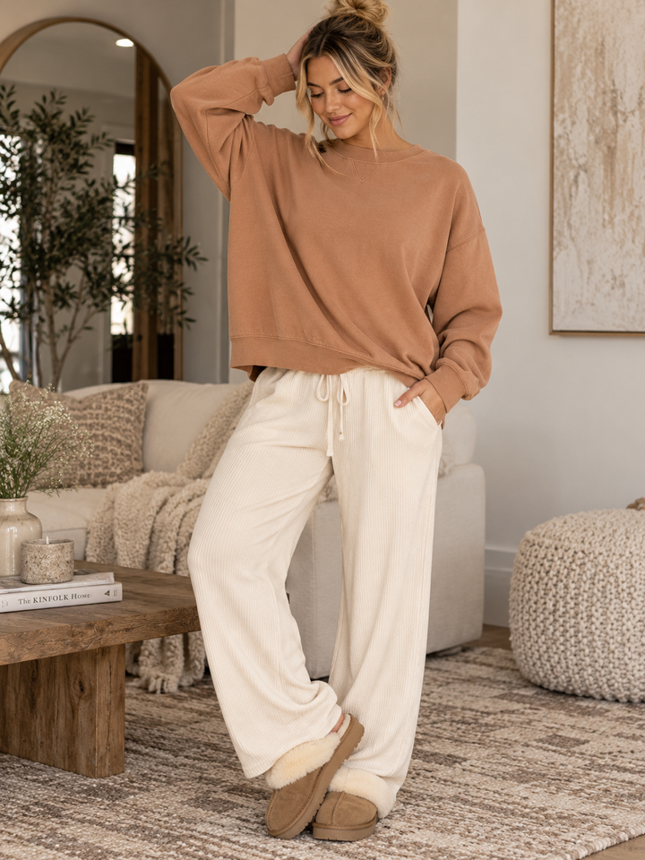 WOMEN'S LONG SLEEVE SOLID PULLOVER SWEATER