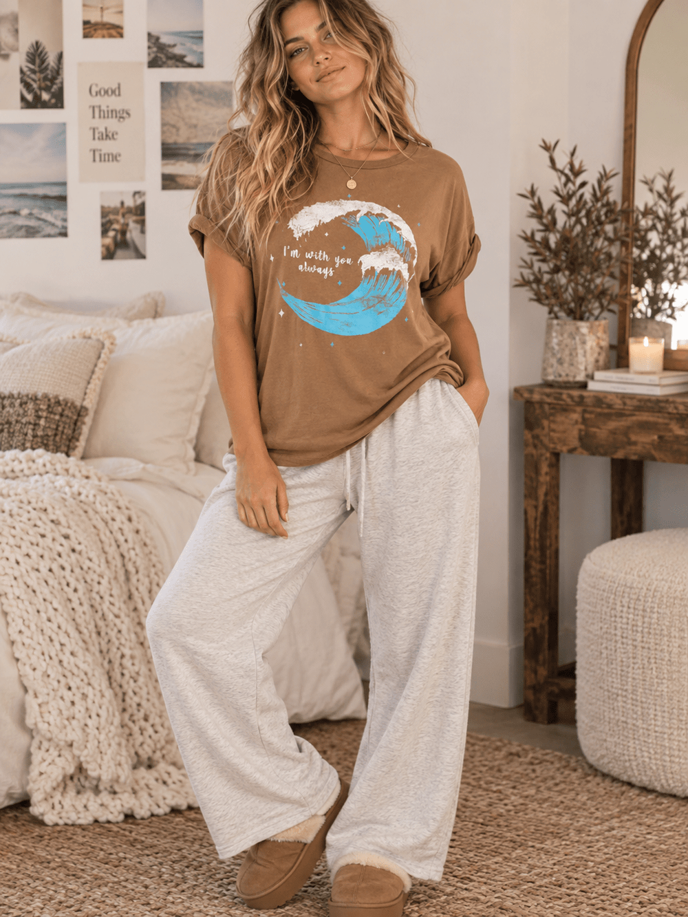 WOMEN'S SHORT SLEEVE I'M WITH YOU ALWAYS BASIC GRAPHIC T-SHIRT