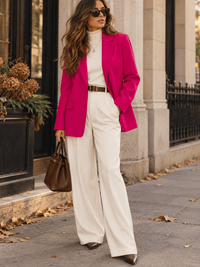 ENTRO WOMEN'S LONG SLEEVE BUTTON CLOSURE FRONT POCKETS BLAZER