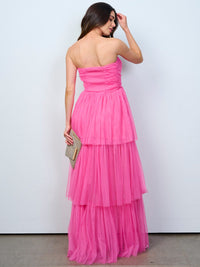 WOMEN'S SLEEVELESS SMOCK TIERED RUFFLE MAXI DRESS