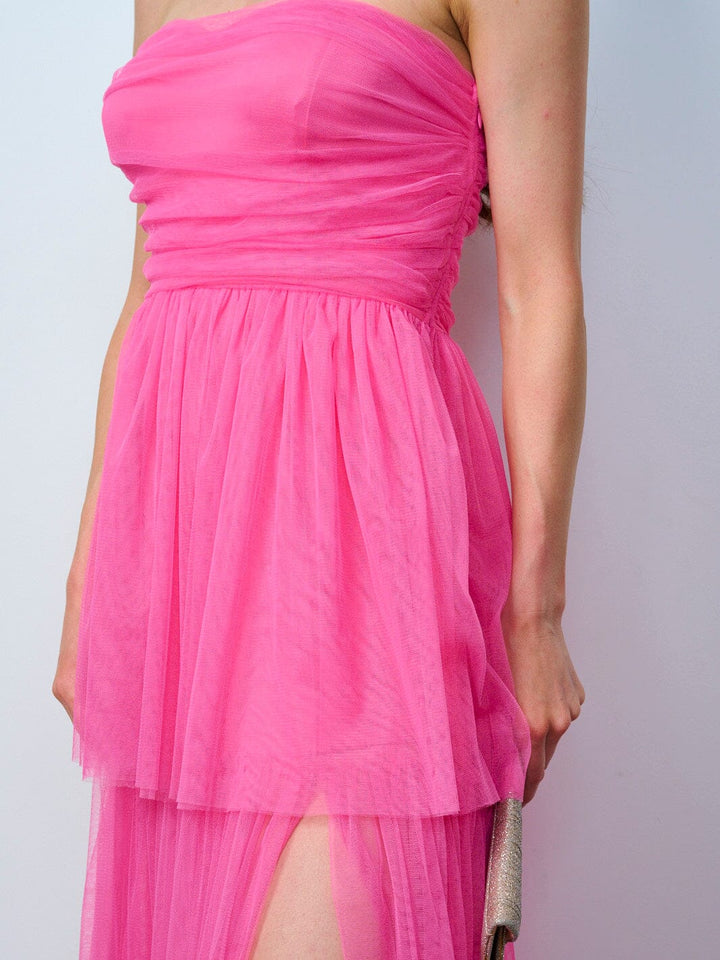 WOMEN'S SLEEVELESS SMOCK TIERED RUFFLE MAXI DRESS