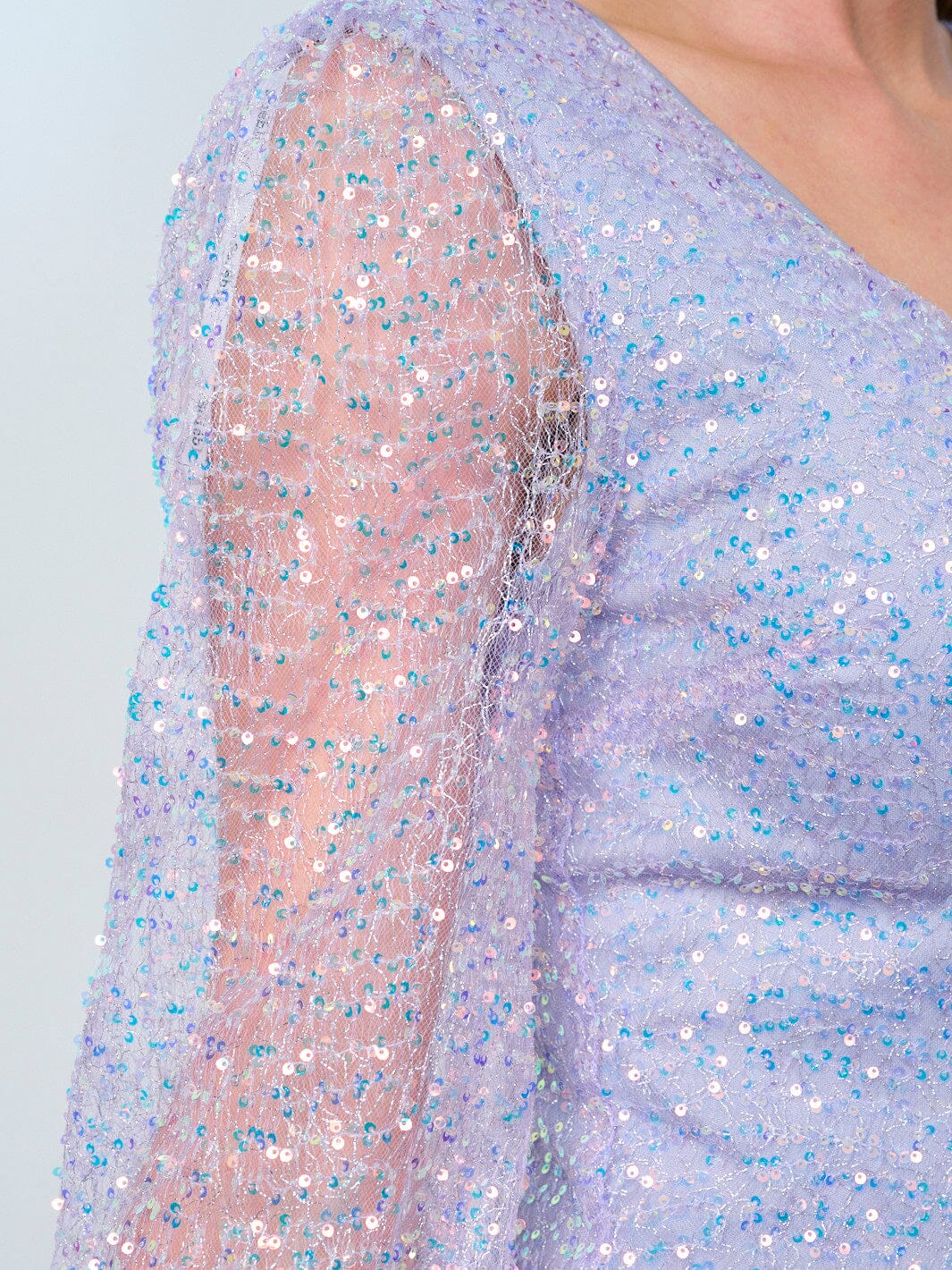 WOMEN'S LONG SLEEVES V-NECK BODYCON SEQUINS MINI DRESS