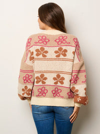 WOMEN'S LONG SLEEVE OPEN FRONT MULTI PRINT CARDIGAN SWEATER