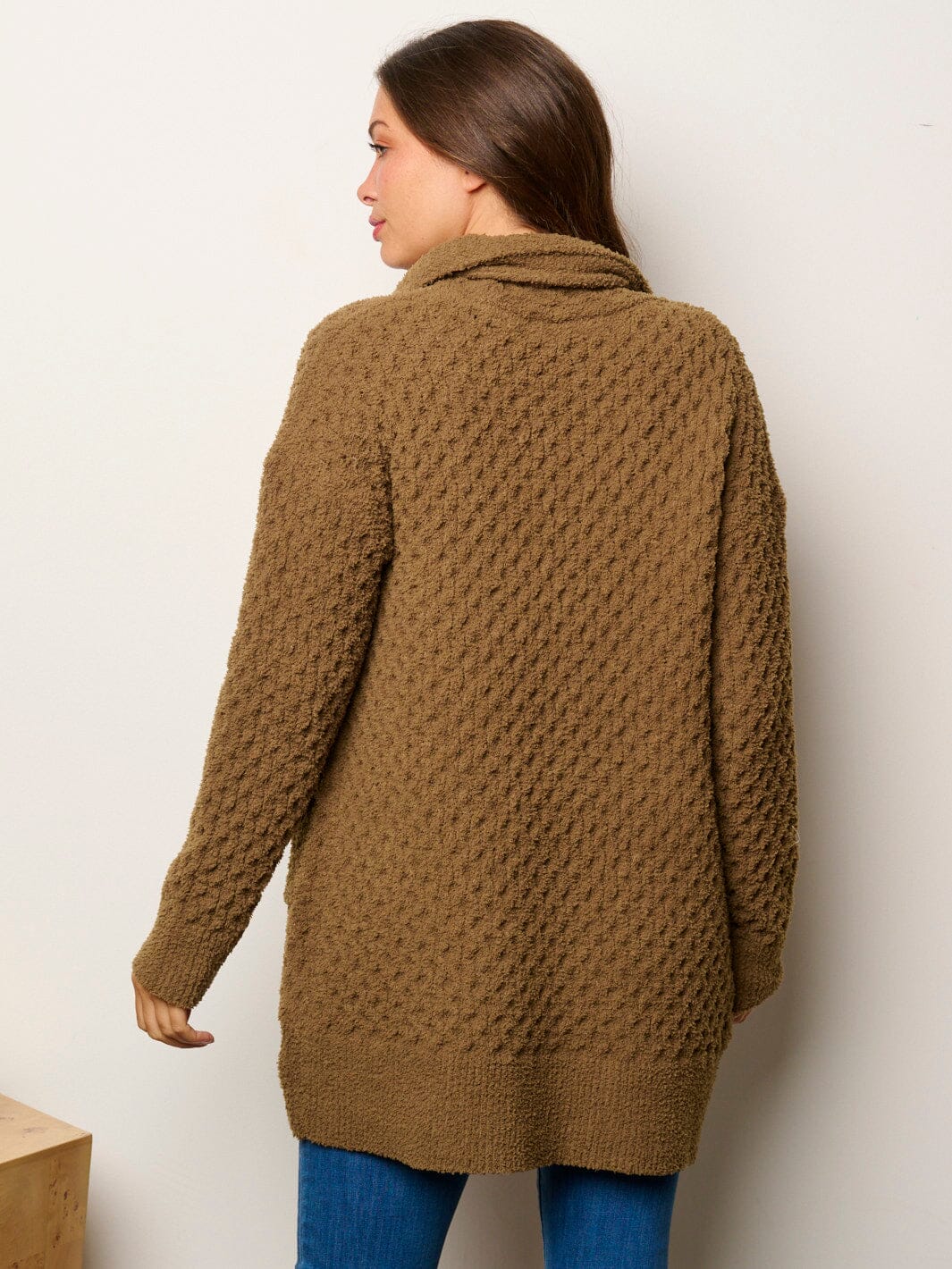 WOMEN'S LONG SLEEVE POCKETS OPEN FRONT DETAILED CARDIGAN