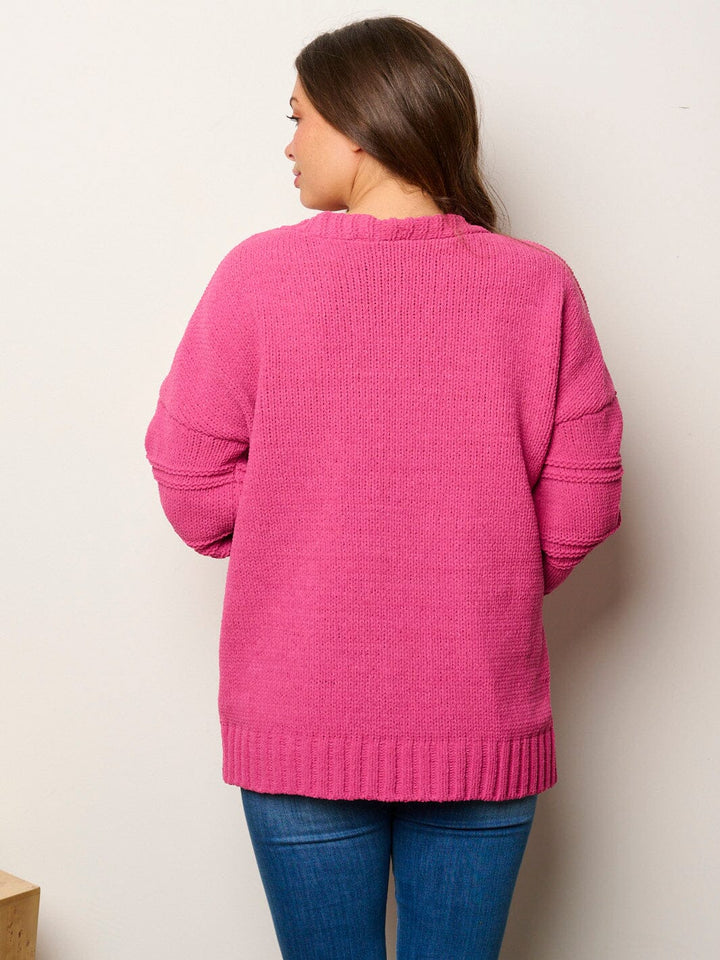 WOMEN'S LONG SLEEVE OPEN FRONT POCKETS CARDIGAN