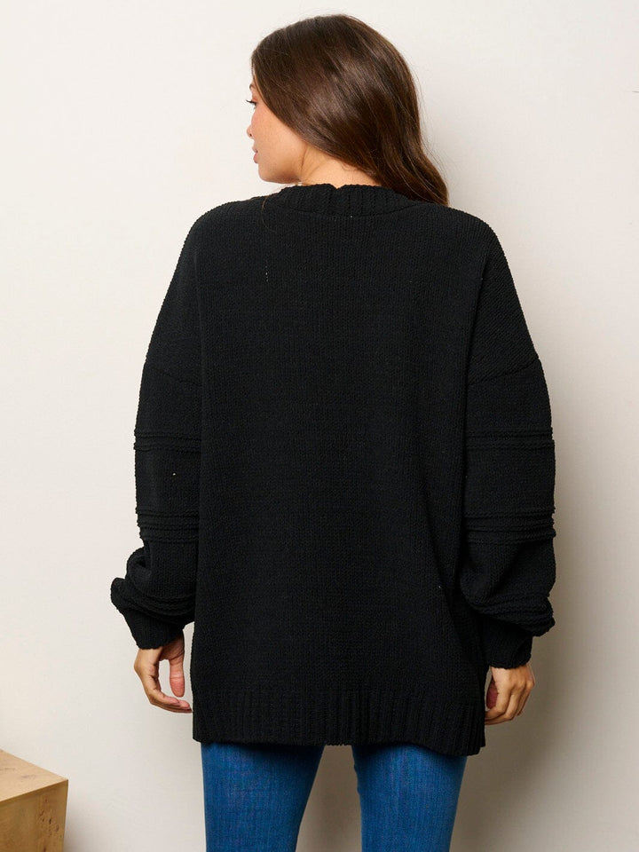 WOMEN'S LONG SLEEVE OPEN FRONT POCKETS CARDIGAN