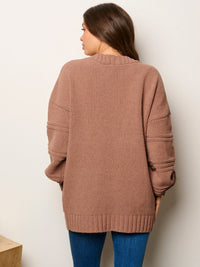 WOMEN'S LONG SLEEVE OPEN FRONT POCKETS CARDIGAN