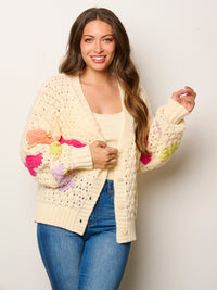 WOMEN'S LONG SLEEVE BUTTON UP COLORBLOCK KNIT SWEATER