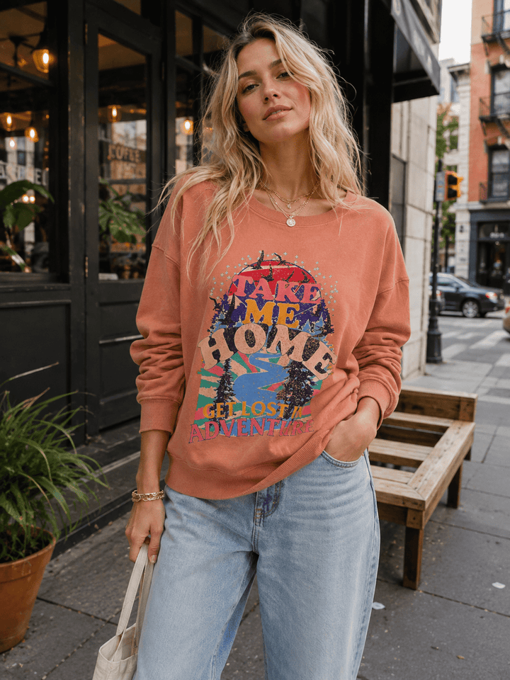 WOMEN'S LONG SLEEVE GRAPHIC PULLOVER SWEATER