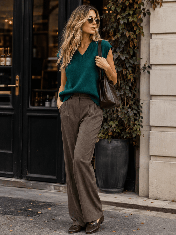 WOMEN'S SLEEVELESS V-NECK SWEATER VEST