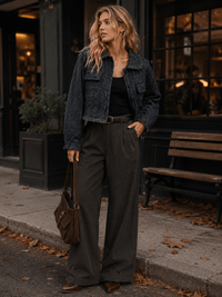 WOMEN'S LONG SLEEVE BUTTON CLOSURE RAW EDGE JACKET