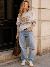 WOMEN'S LONG SLEEVE GRAPHIC COLORBLOCK PULLOVER SWEATER