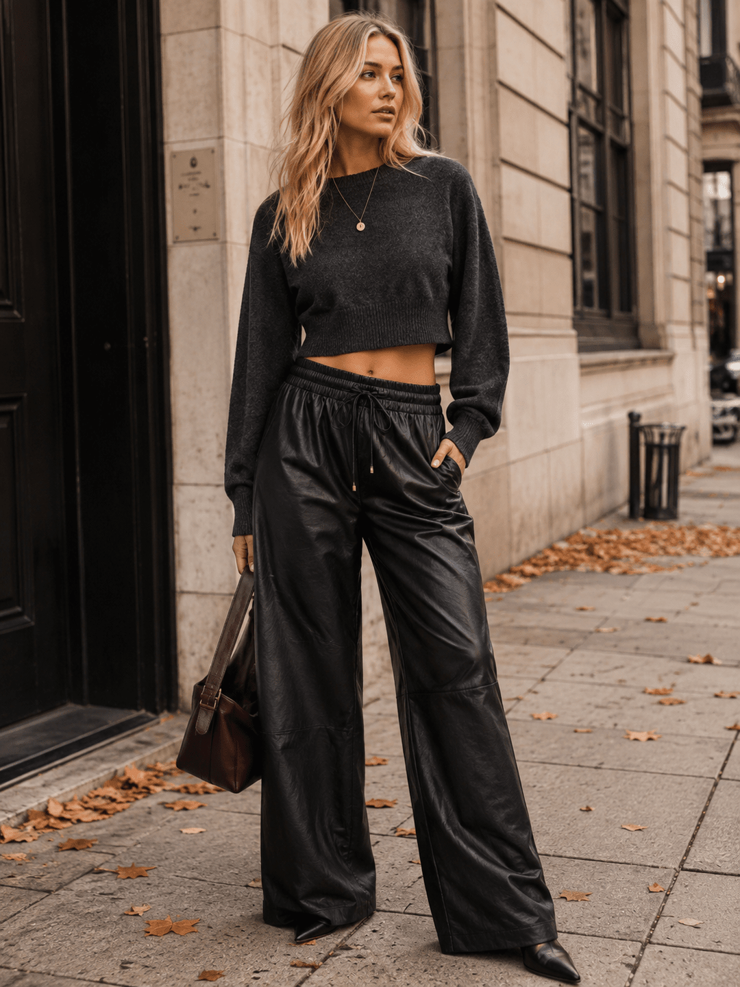 WOMEN'S LONG SLEEVE PULLOVER CROP SWEATER