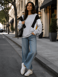 WOMEN'S LONG SLEEVE COLORBLOCK PULLOVER SWEATER