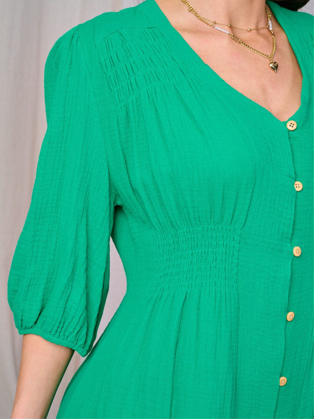 WOMEN'S SHORT SLEEVE V-NECK BUTTON UP MINI DRESS