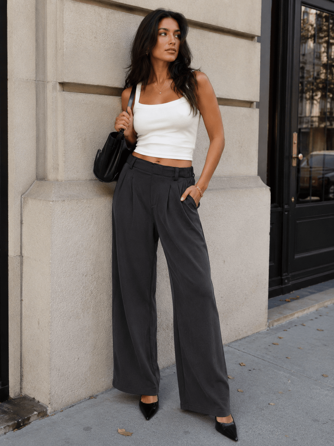 WOMEN'S BUTTON CLOSURE FRONT POCKETS STRAIGHT LEG PRINT PANTS