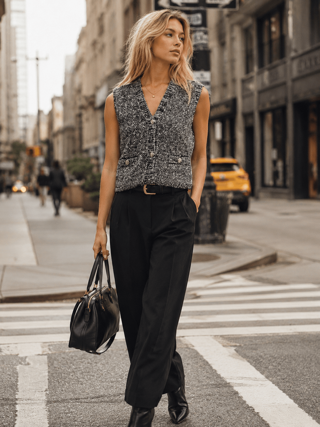 WOMEN'S SLEEVELESS BUTTON UP SWEATER VEST
