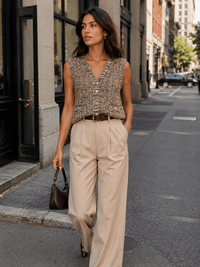 WOMEN'S SLEEVELESS BUTTON UP SWEATER VEST