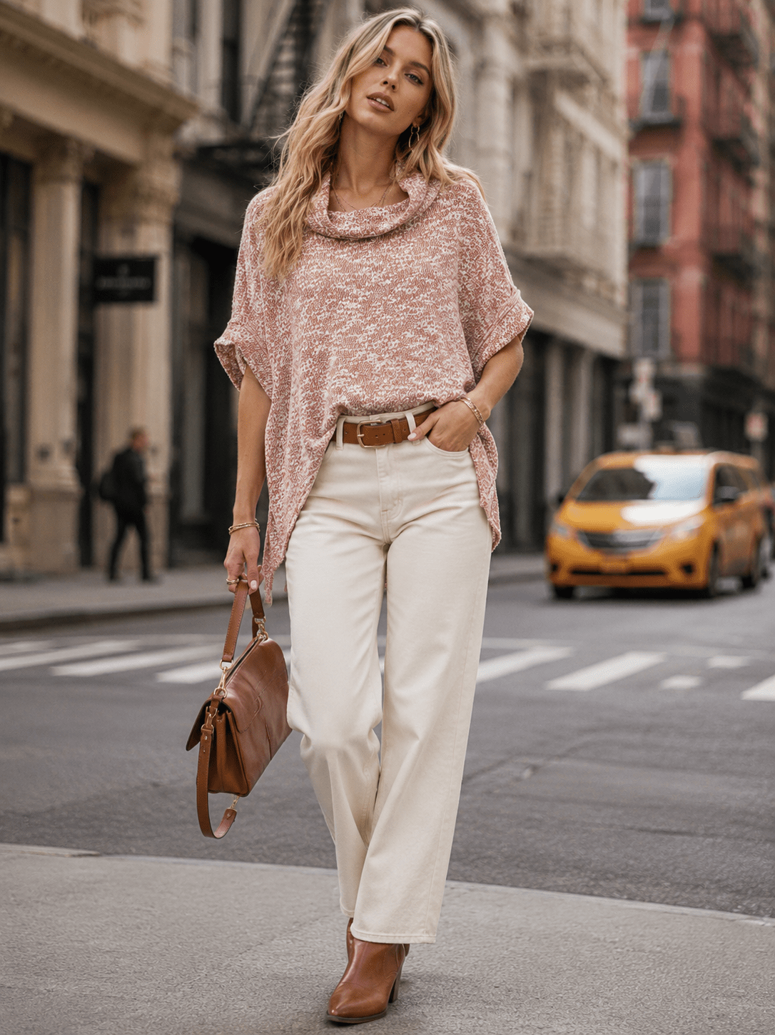 WOMEN'S SHORT SLEEVE TURTLE NECK HIGH-LOW TUNIC BLOUSE