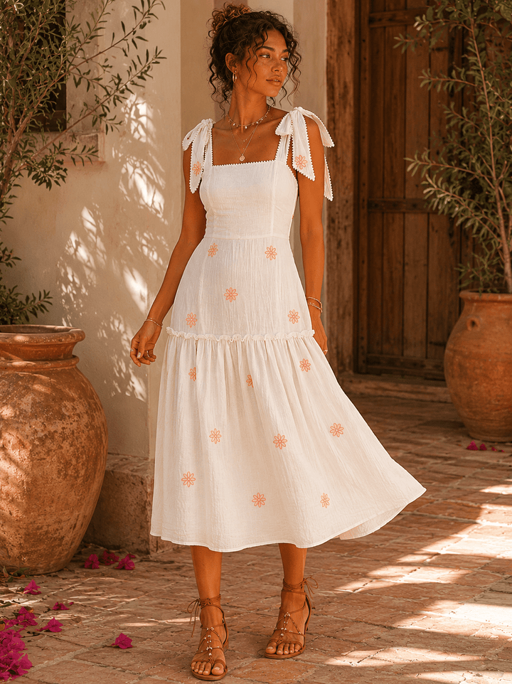 JUST ME WOMEN'S SLEEVELESS SQUARE NECK FRONT POCKETS FLORAL MAXI DRESS