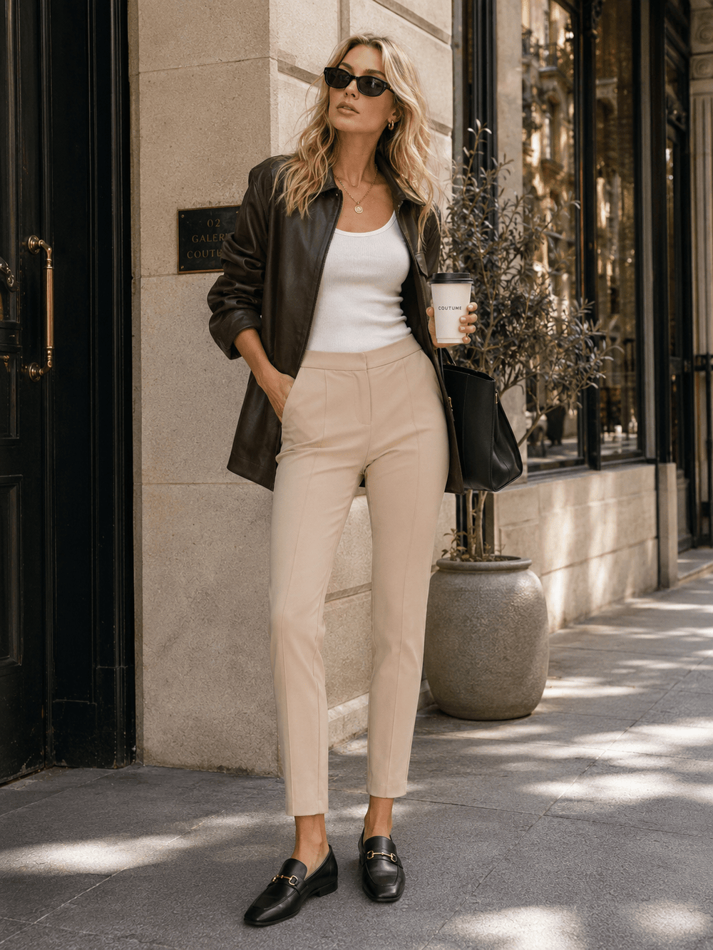 WOMEN'S BUTTON CLOSURE FRONT POCKETS SKINNY LEG STRETCH PANTS