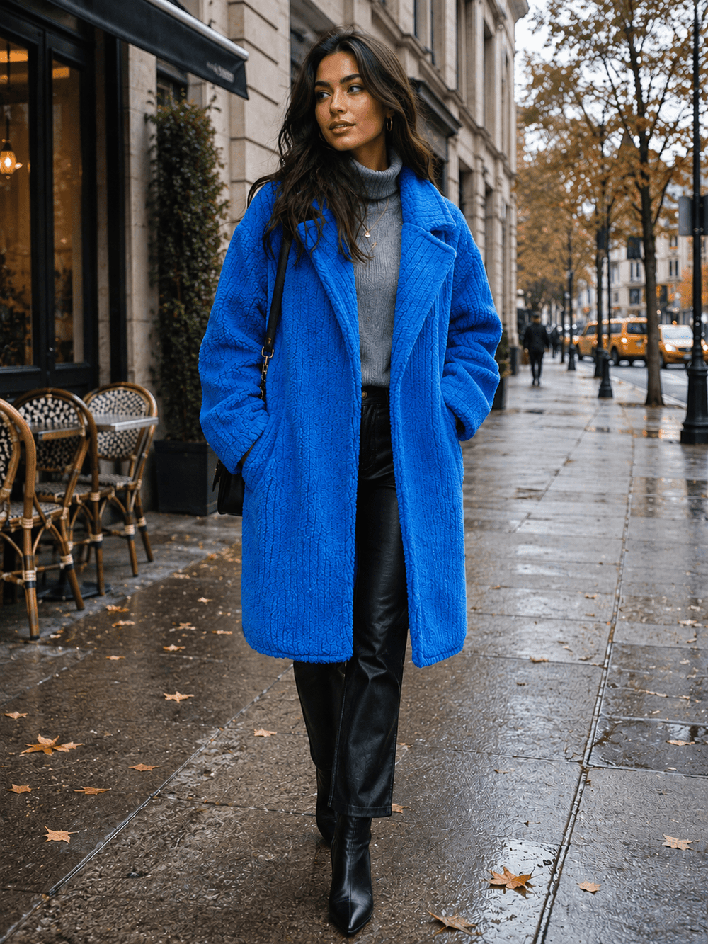 WOMEN'S LONG SLEEVE BUTTON CLOSURE FRONT POCKETS RIBBED TRENCH COAT