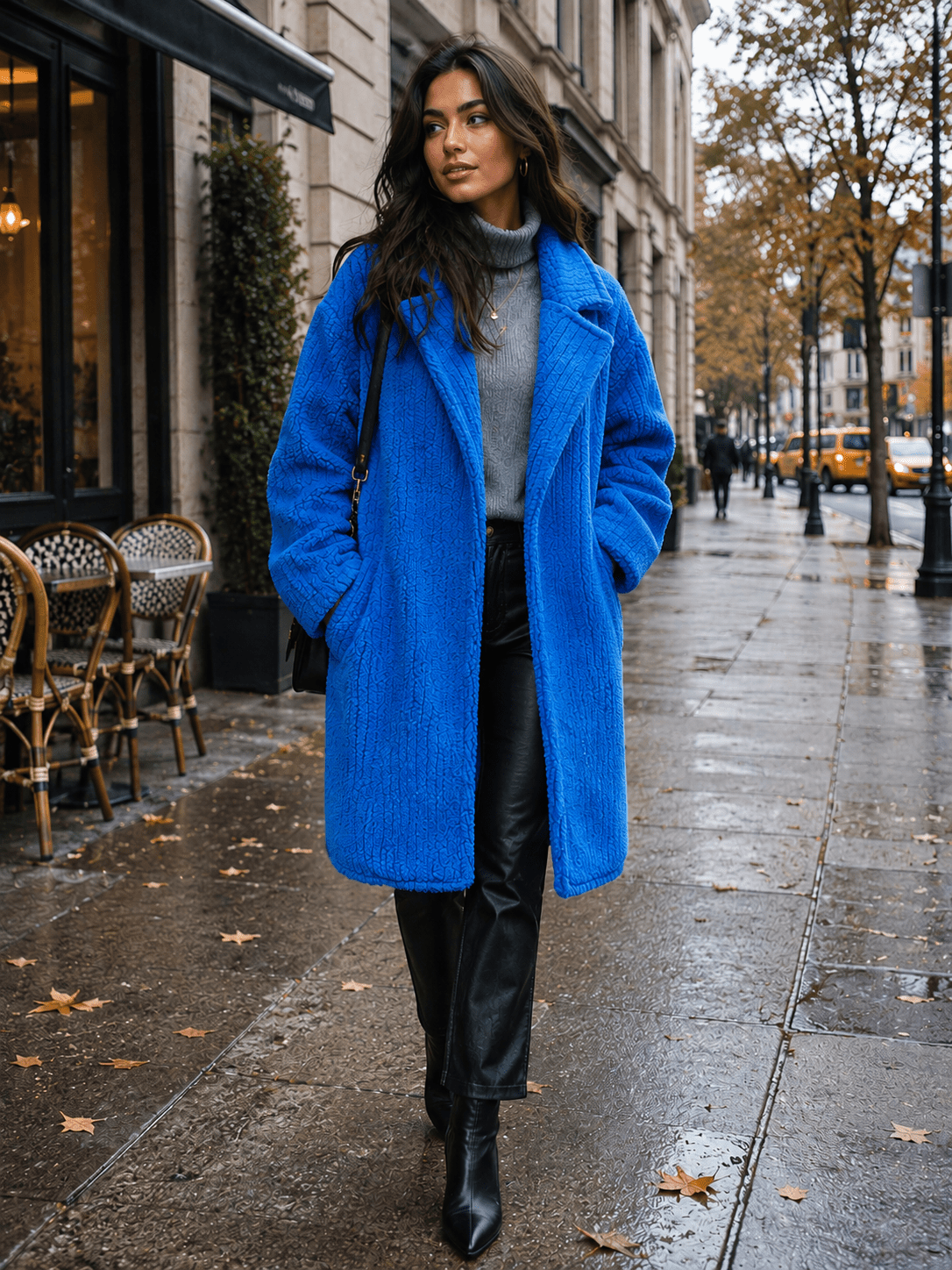 WOMEN'S LONG SLEEVE BUTTON CLOSURE FRONT POCKETS RIBBED TRENCH COAT