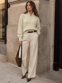 WOMEN'S LONG SLEEVE ZIP UP KNIT PULLOVER SWEATER