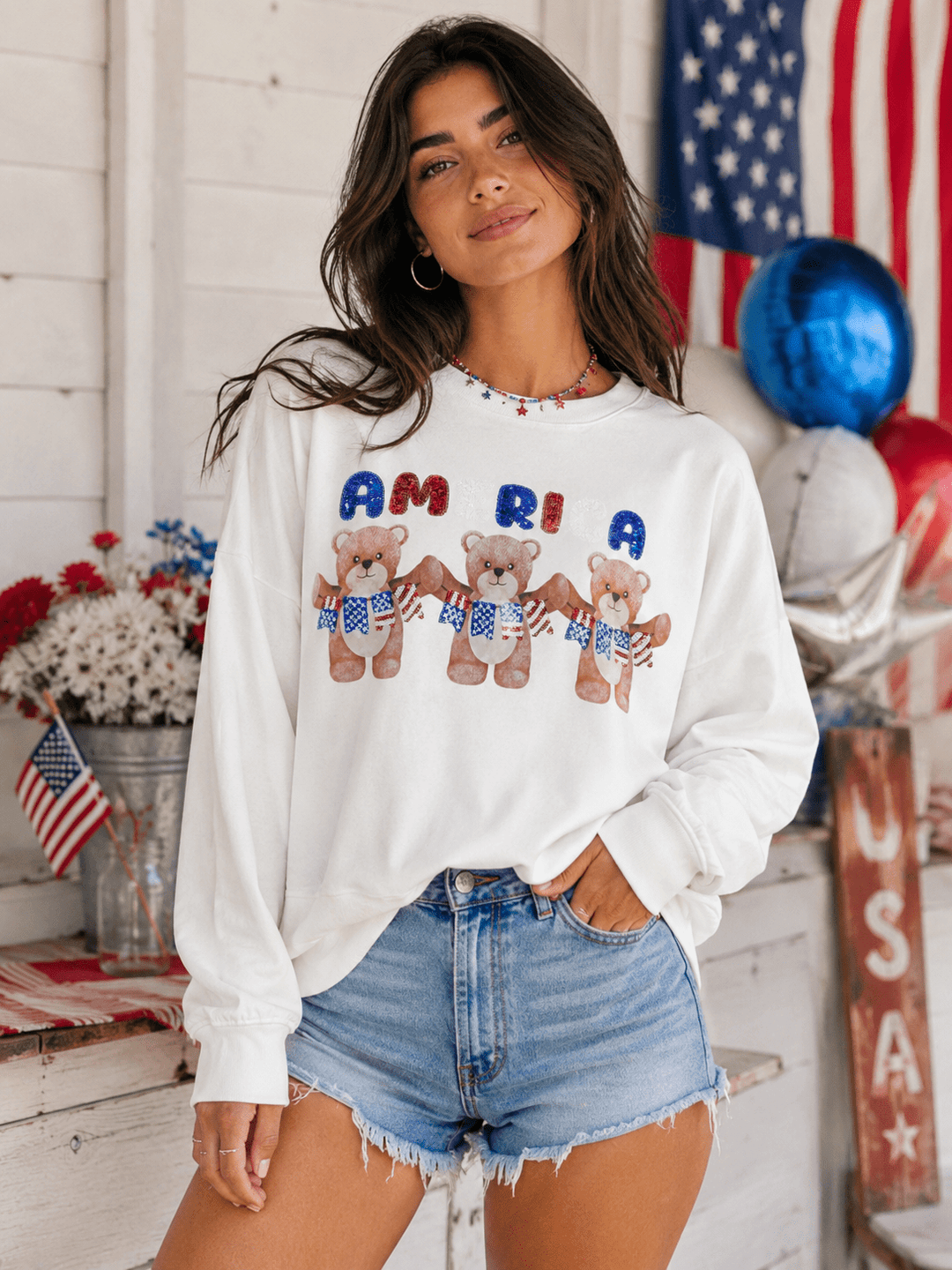 WOMEN'S LONG SLEEVE SEQUINS GRAPHIC PULLOVER SWEATER