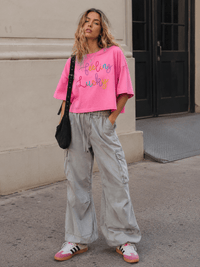 WOMEN'S SHORT SLEEVE GRAPHIC LOOSE FIT TOP
